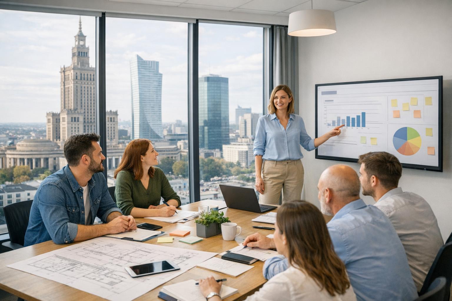 spotkanie zespołu projektowego w biurze w Warszawie